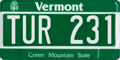 VT license plate TUR231