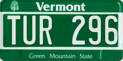 VT license plate TUR296