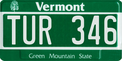 VT license plate TUR346
