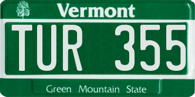 VT license plate TUR355
