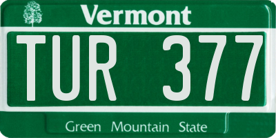 VT license plate TUR377