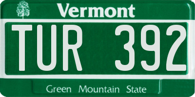 VT license plate TUR392