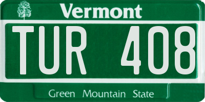 VT license plate TUR408