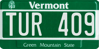 VT license plate TUR409