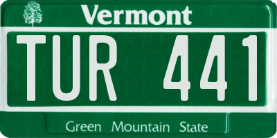 VT license plate TUR441