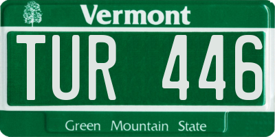 VT license plate TUR446
