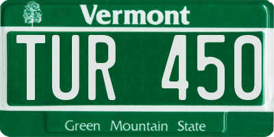VT license plate TUR450