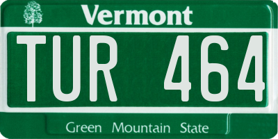 VT license plate TUR464