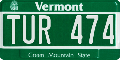 VT license plate TUR474