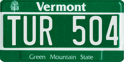 VT license plate TUR504