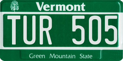 VT license plate TUR505