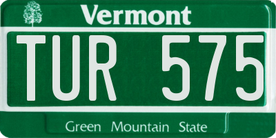 VT license plate TUR575