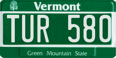VT license plate TUR580