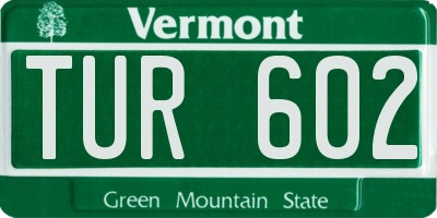 VT license plate TUR602