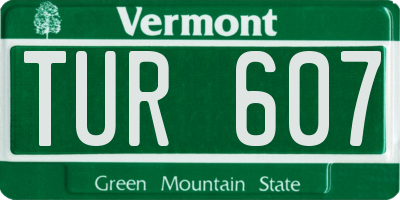 VT license plate TUR607