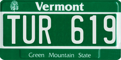 VT license plate TUR619
