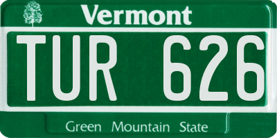 VT license plate TUR626