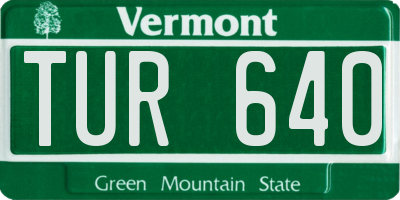 VT license plate TUR640