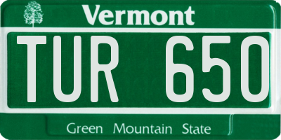 VT license plate TUR650