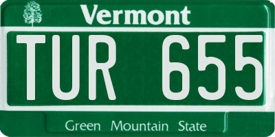 VT license plate TUR655