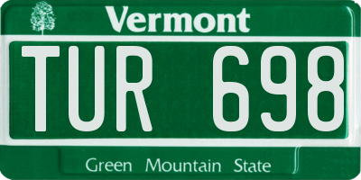 VT license plate TUR698