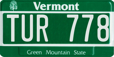 VT license plate TUR778