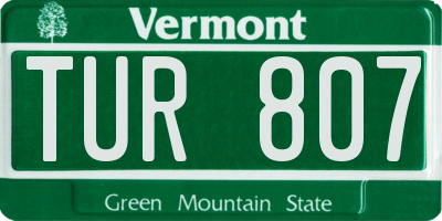 VT license plate TUR807