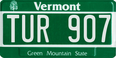 VT license plate TUR907