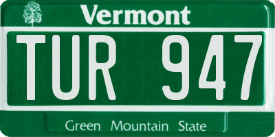 VT license plate TUR947