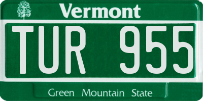 VT license plate TUR955