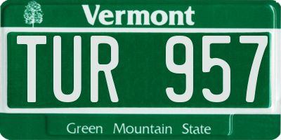VT license plate TUR957