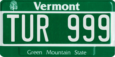 VT license plate TUR999