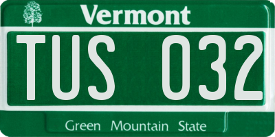 VT license plate TUS032
