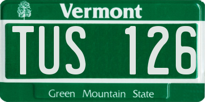 VT license plate TUS126