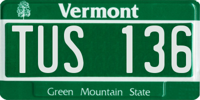VT license plate TUS136