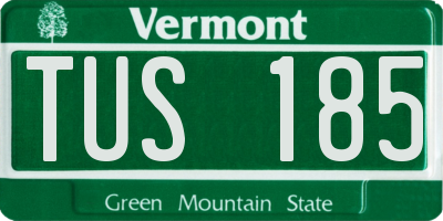 VT license plate TUS185