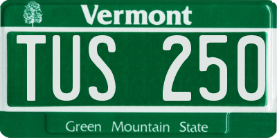 VT license plate TUS250