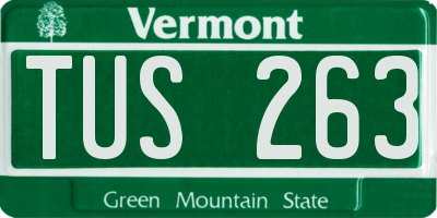 VT license plate TUS263