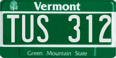 VT license plate TUS312