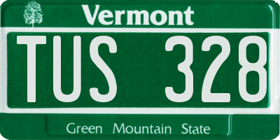 VT license plate TUS328