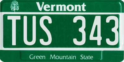 VT license plate TUS343