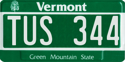 VT license plate TUS344