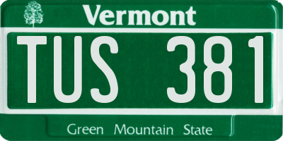 VT license plate TUS381
