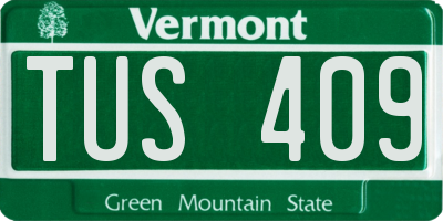 VT license plate TUS409