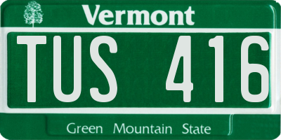 VT license plate TUS416