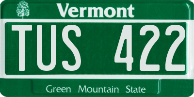VT license plate TUS422