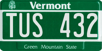 VT license plate TUS432