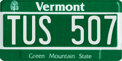 VT license plate TUS507