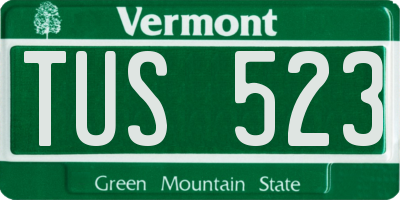 VT license plate TUS523