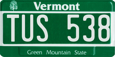 VT license plate TUS538